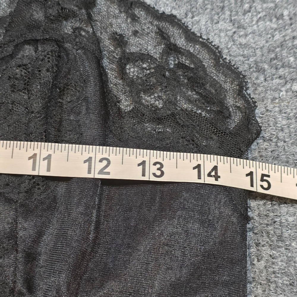 Vintage Black Lace Trim Full Slip Nightgown Adjustable Straps Bow Coquette Girl - Picture 7 of 14